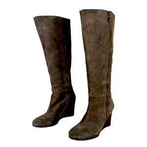 Franco Sarto Watch Knee High Wedge Taupe Suede Boots. Size 9M